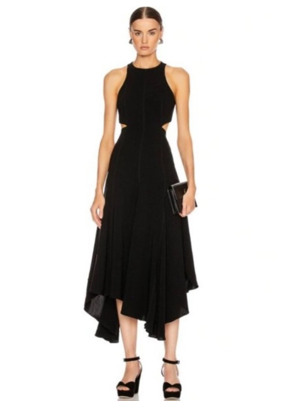 Cinq A Sept Women's Black Sleeveless Belladonna Cutout Midi Dress Size 2